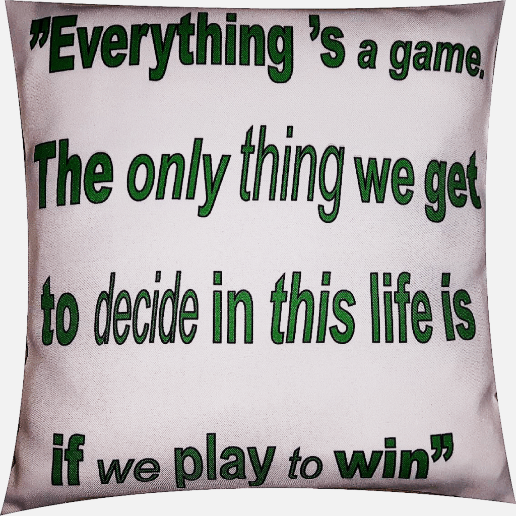 Tekstkussen 40×40 cm.